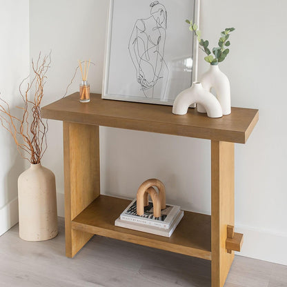 Nathan James Virgo Wood Accent Storage Console Sofa Table, for Entryway, Hallway or Living Room, Light Brown - Set of 2