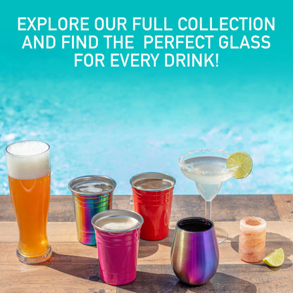 D'Eco Rainbow Stainless Steel Party Cups (4 Pack, 16 oz) - Reusable, Stackable, BPA-Free Metal Tumblers - Shatterproof Drinking Cups for Parties, Games, College, Entertaining, Outdoor & Everyday Use