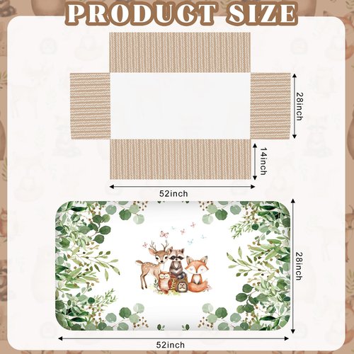 Hahafelt 3 Pcs Baby Crib Bedding Set Safari Animals Dinosaurs Bear Woodland Animals Jungle Crib Set Includes Quilt, Fitted Sheet, Skirt for Baby Boy Girl(Green,Woodland Raccoons Deer Etc.)