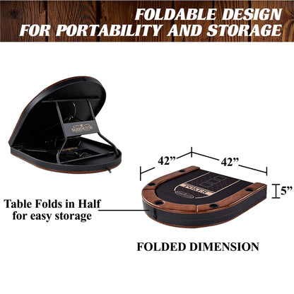 Barrington Charleston 10 Player Folding Poker Table, Oval Card Table, Casino Style Tournament Poker Table with Padded Rails and Cup Holders