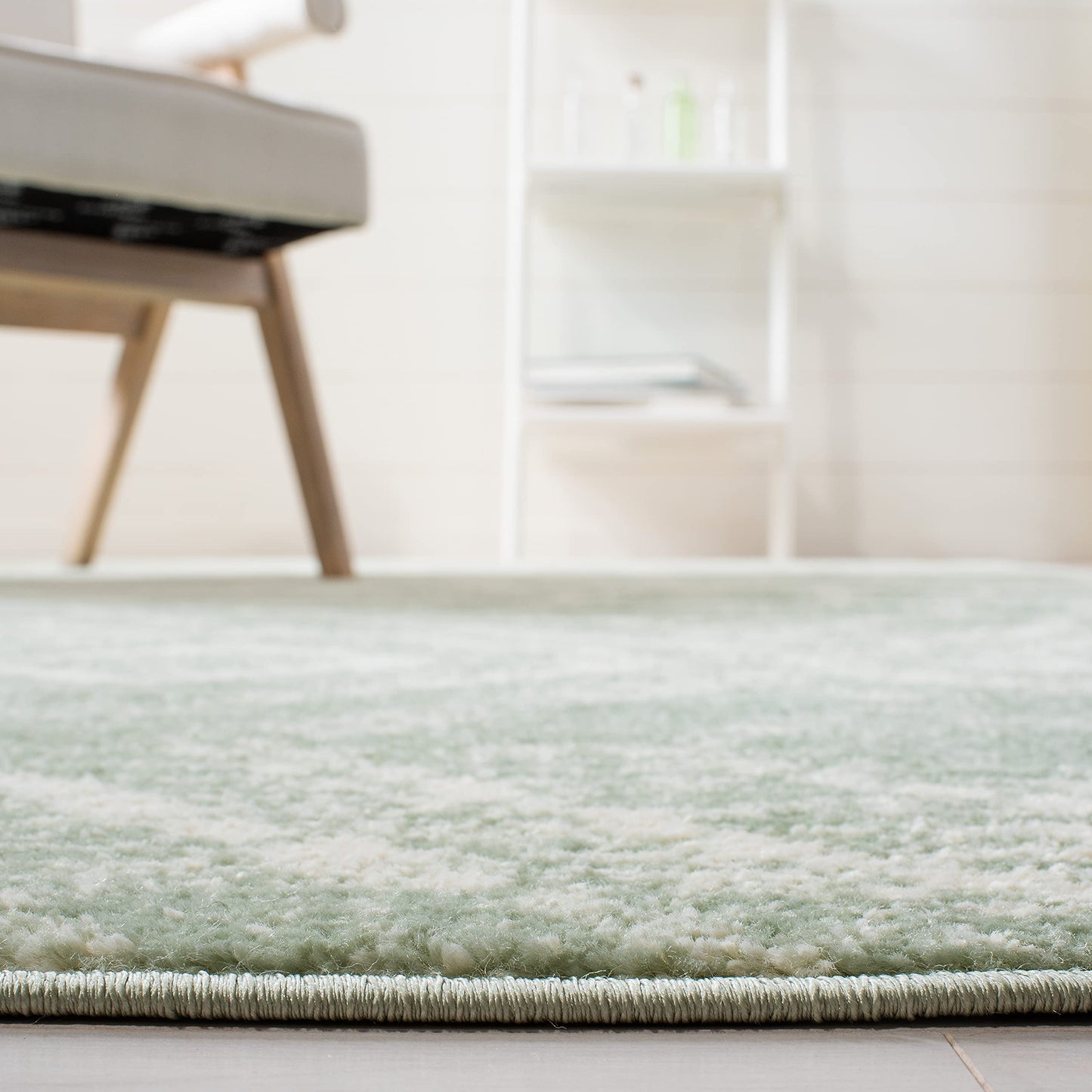 SAFAVIEH Adirondack Collection Area Rug - 10' x 14', Ivory & Green, Modern Diamond Distressed Design, Ideal for High Traffic Areas in Living Room, Bedroom, Dining (ADR131Y-10)