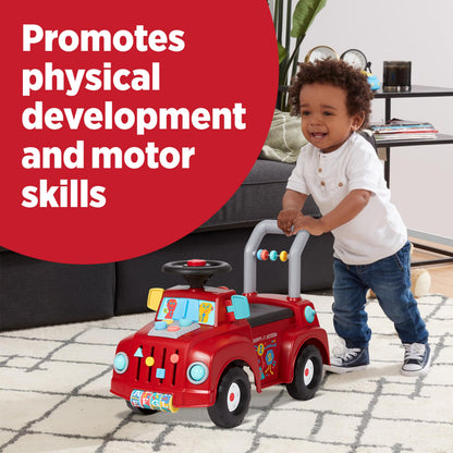 Radio Flyer Tinker Truck, for Toddlers 1-3, 3-in-1 Push Walker Ride On Car with 20 Sensory Activities, Anti-Tip Feature, Under-Seat Storage, Lights and Sounds, 42 lb Capacity, Toddler Ride On Toys