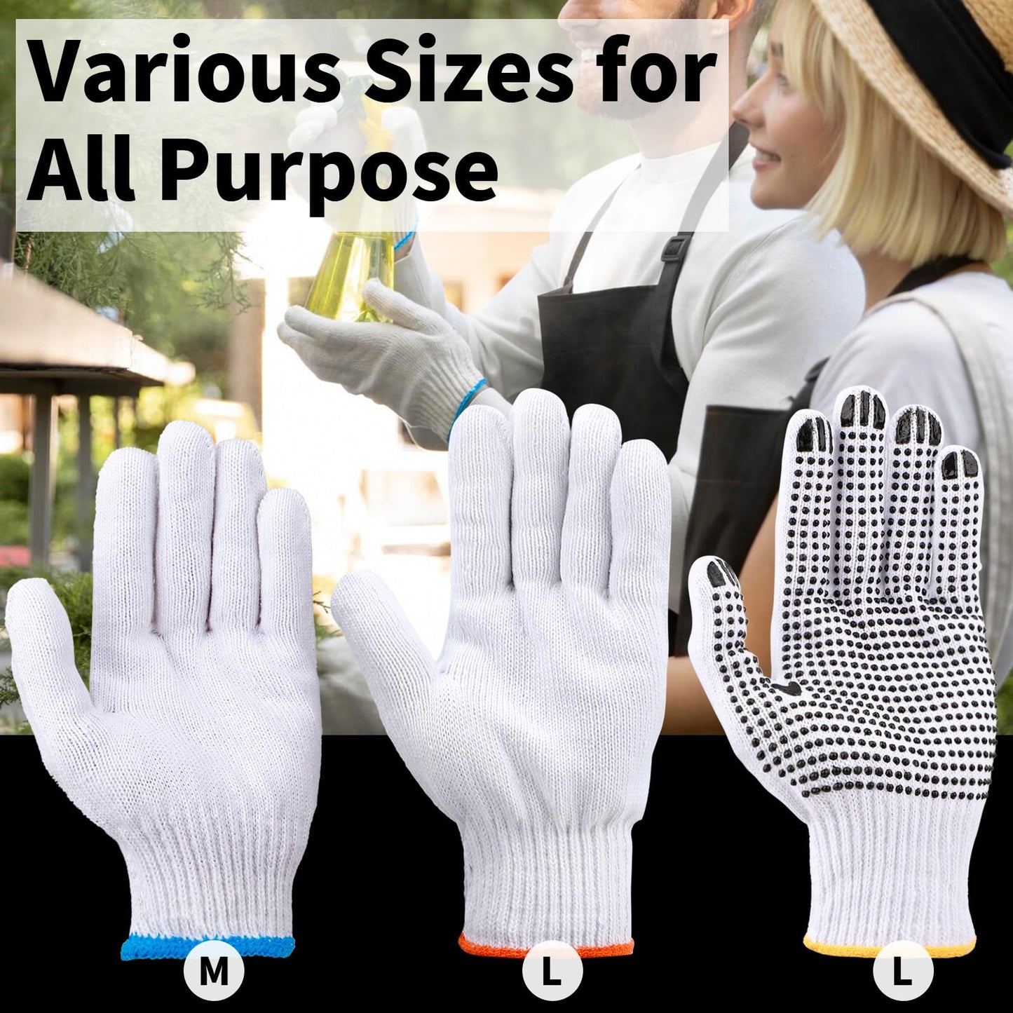 ENPOINT White Gloves Men Women, 12 Pairs Cooking Gloves for BBQ, Cooking, Grilling, Oven, Heat Resistant, Mechanics, Welding, Gardening Field Dressing Safty Work Gloves Bulk, Medium