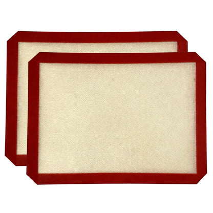 MASALACO Silicone Baking Mat, 2 Pack Reusable Baking Silicone Mat, Non stick Baking Mat Biscuit Slices Oven Baking Mat 16.5 x 11.6, Red