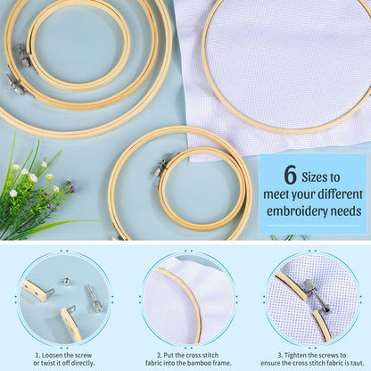 ZXIIXZ 72 Pcs Cross Stitch Supplies, Embroidery Kit for Beginners with Cross Stitch Hoops Needles Embroidery Scissors Floss Bobbins Seam Ripper for Adults, Embroidery Tools DIY Supplies
