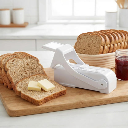 wanebeibay Butter Cutter Slicer and Dispenser, Measuring Dispenser and Keeper, One-Click Operation for Bread Cakes Cookies Breakfast, Food-Grade Plastic with Stainless Steel Blade, White