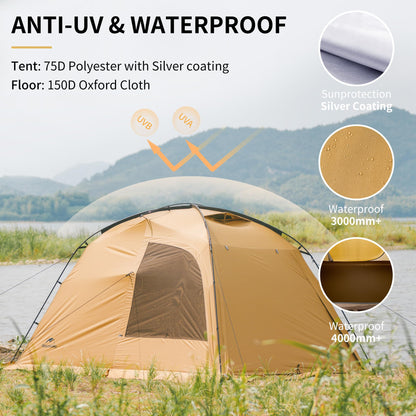 Naturehike Dune Hot Tent with Stove Jack,Double Layer 4 Season Tent,Waterproof 2-4 Person Tents for Camping