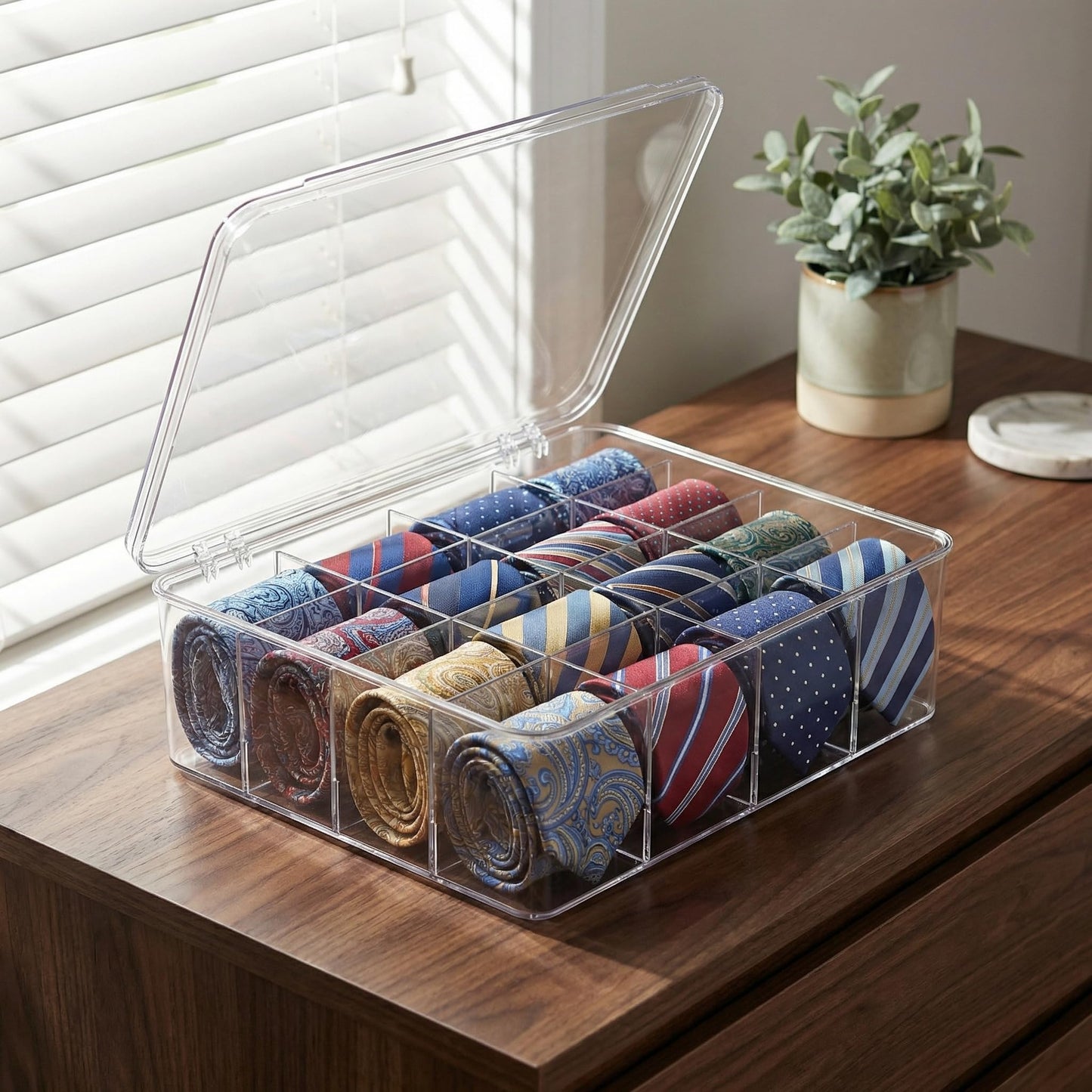 16 Compartment Acrylic Tea Bag Organizer with Lid - Stackable Clear Storage Box for Countertop, Pantry & Cabinet | BPA-Free Dustproof Container for Tea Packets, Coffee Pods, Sugar & Condiment Packets