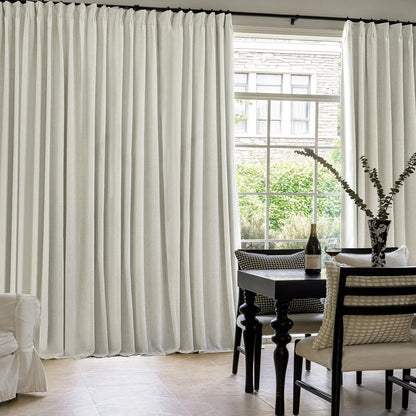 IVAPUPU Natural Linen Blend Pinch Pleated Curtains with 63'', 84'', 95'', 108'' Length