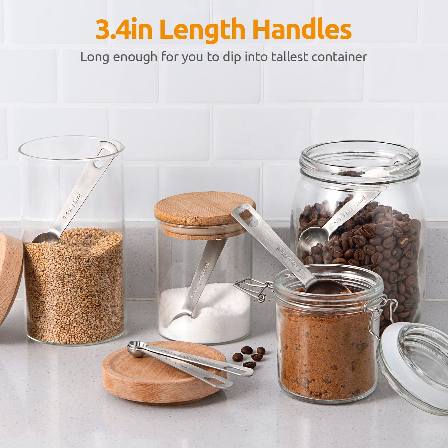 Measuring Spoons: U-Taste 18/8 Stainless Steel Measuring Spoons Set of 9 Piece: 1/16 TSP, 1/8 TSP, 1/4 TSP, 1/3 TSP, 1/2 TSP, 3/4 TSP, 1 TSP, 1/2 tbsp & 1 tbsp Dry and Liquid Ingredients