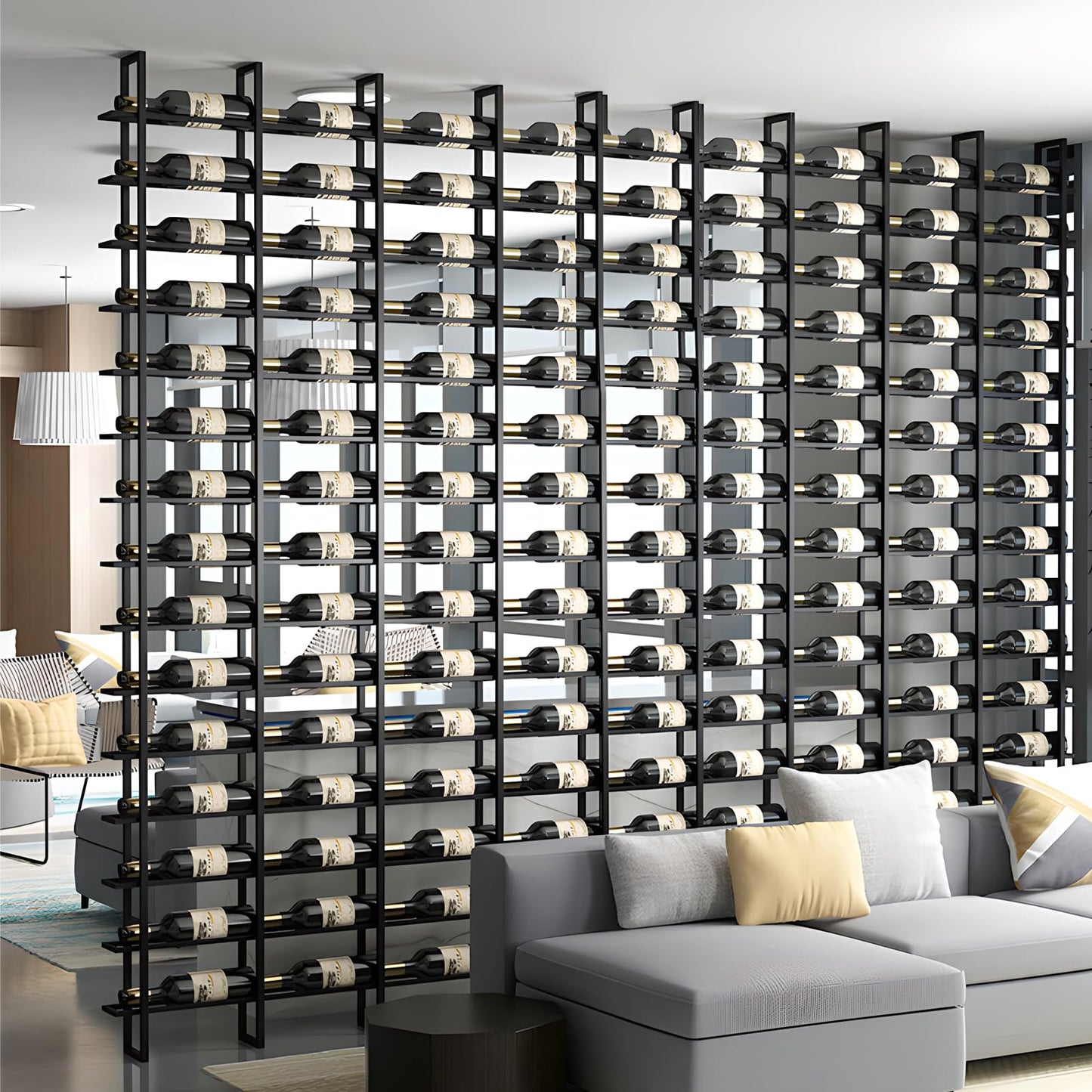 RAJYQODIS Large Wall Mount Wine Rack, 16 Tier 80 Bottle Wine Storage Organizer Display Holder, Modern Metal Wine Storage for Wine Cellars, Home Bars, Kitchens, and Dining Rooms