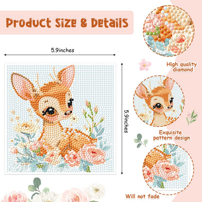 Cheerupp 4 Pcs Woodland Animal Diamond Art Kits for Kids, Cute Jungle Animal DIY Creative Diamond Art Sticker Craft by Number for Adults Beginner, Full Round Drill Gem Art for Home Wall Decor