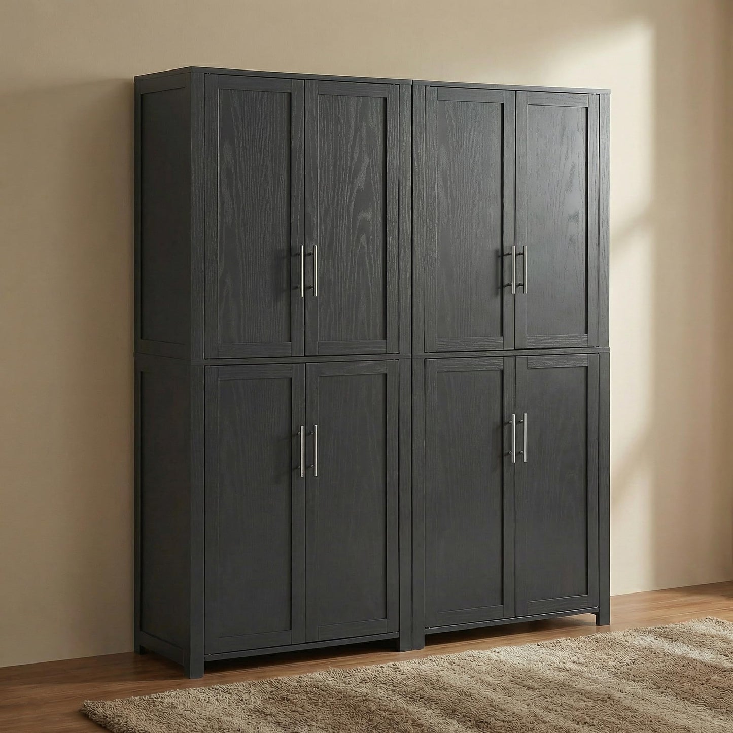 Casaphoria Kitchen Pantry Cabinet, 67" Tall Freestanding Storage Cabinet with 4 Adjustable Shelves, 28" W x 15" D for Kitchen Pantry Organization (Black, Single)