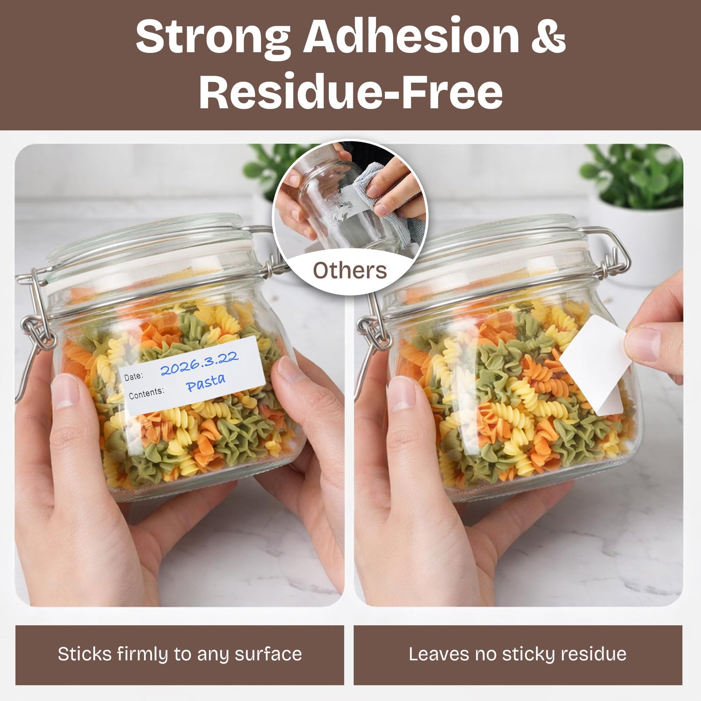 500 Pcs Food Labels, 1 x 3 Inch Removeable Freezer Labels, Water & Oil Resistant, No Residue, Easy Peel Off, Food Storage Labels for Freezer Bags, Jars, Containers & for Meal Prep, Perfect for Kitchen