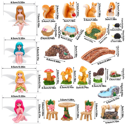 GGSTDDUP 25Pcs Fairy Garden Accessories, Miniature Garden Ornaments Landscape Decorations Mini Fairy Figures Animal Plant Furniture Set for DIY Terrarium Potted Plants Dollhouse Desk Decor