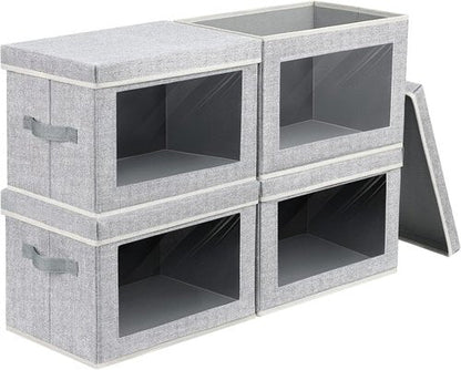 Homsorout Storage Baskets - 4 Pack Large Fabric Organizer Bins with Lids for Closet & Bedroom