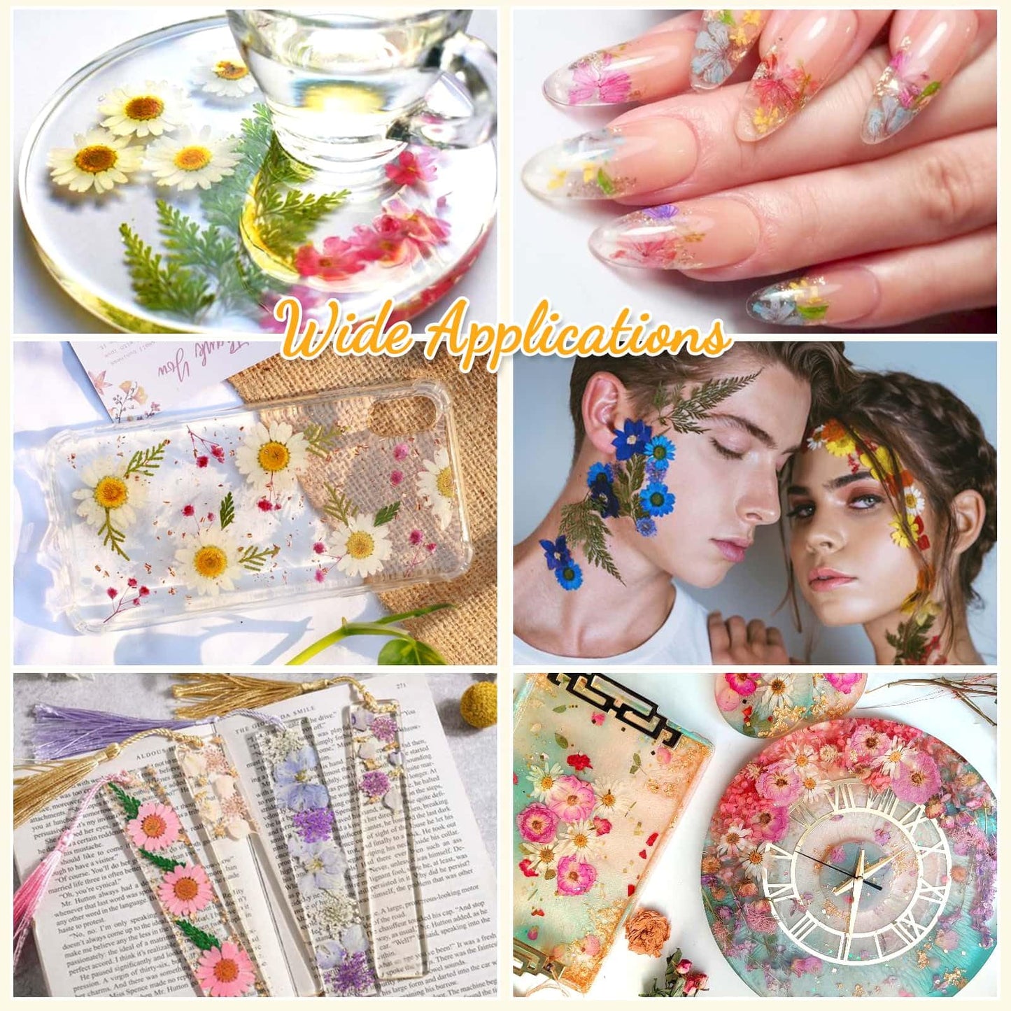 200 Pcs Dried Pressed Flowers for Crafts, 20 Sheets Real Dry Florals and Leaves Bulk with Tweezer for Resin Molds Candle Soap Making Scrapbook Bookmarks Frames Supplies Kit Nail Art Makeup Decor
