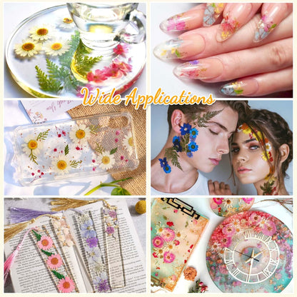 200 Pcs Dried Pressed Flowers for Crafts, 20 Sheets Real Dry Florals and Leaves Bulk with Tweezer for Resin Molds Candle Soap Making Scrapbook Bookmarks Frames Supplies Kit Nail Art Makeup Decor
