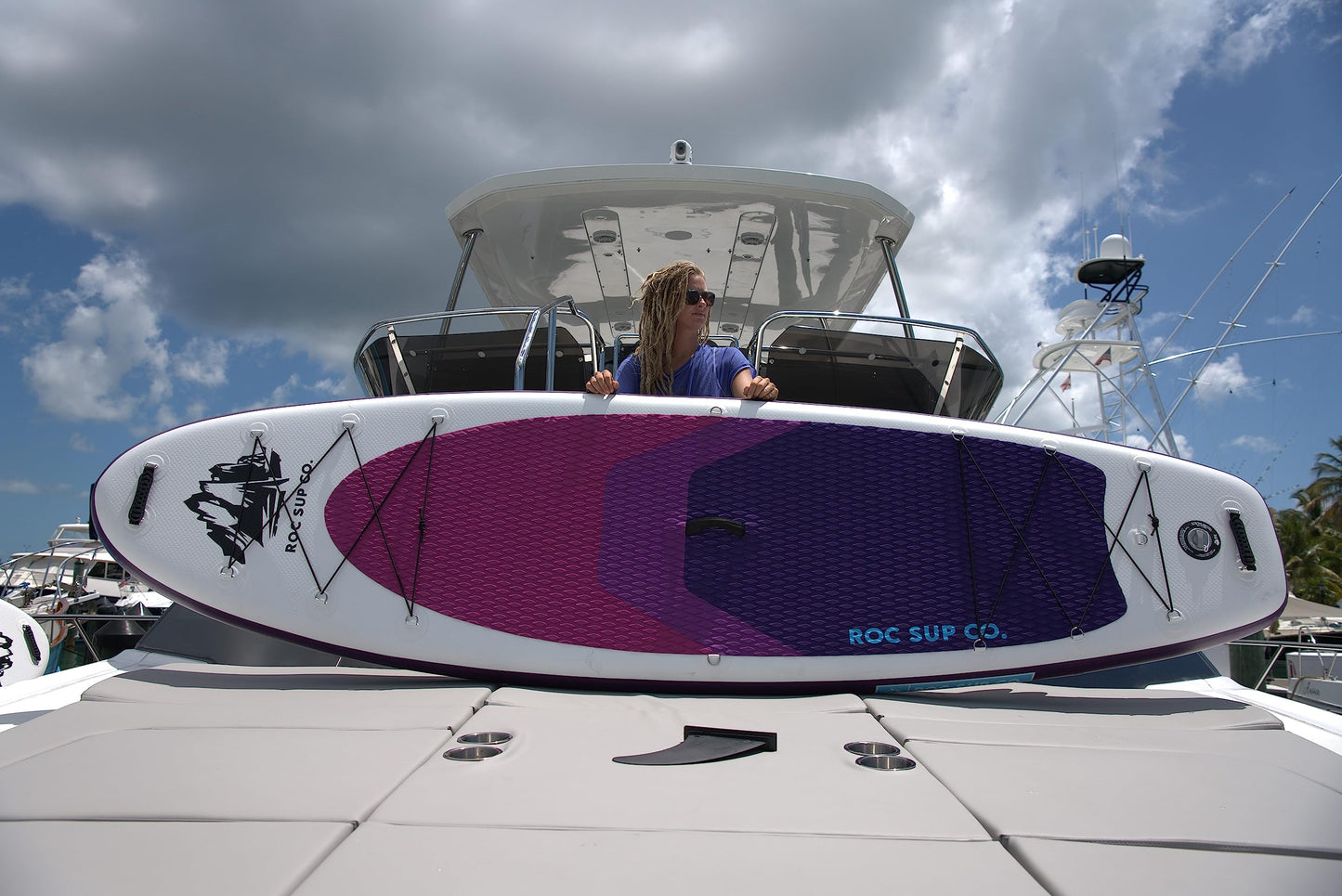 Roc Inflatable Stand Up Paddle Board 10' 6" with Premium SUP Paddle Board Accessories, Wide Stable Design, Non-Slip Comfort Deck for Youth & Adults (Violet W/Kayak Seat)