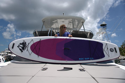 Roc Inflatable Stand Up Paddle Board 10' 6" with Premium SUP Paddle Board Accessories, Wide Stable Design, Non-Slip Comfort Deck for Youth & Adults (Violet W/Kayak Seat)