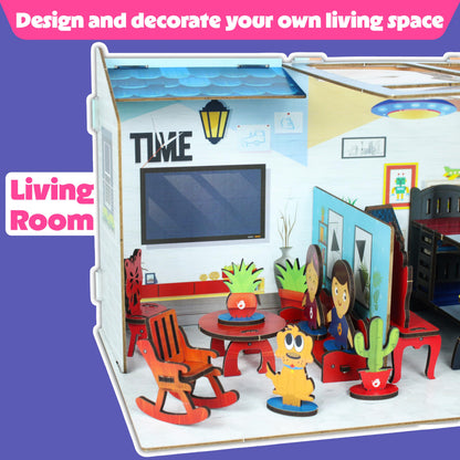 DIY Dollhouse Kit for Girls Ages 5–9 | Miniature House 3D Puzzle with Furniture & Accessories | Build & Play STEM Craft Kit for Girls 5 6 7 8 9 10