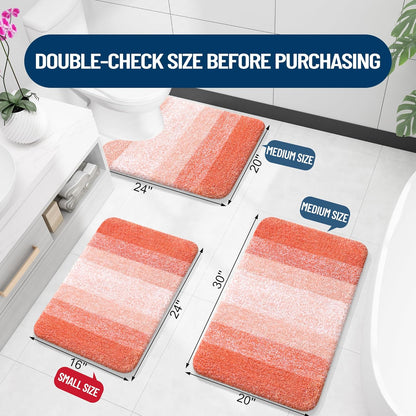 OLANLY Large Bathroom Rugs - Extra Soft Microfiber Mat 40x24 | Quick Dry, Machine Washable, Coral