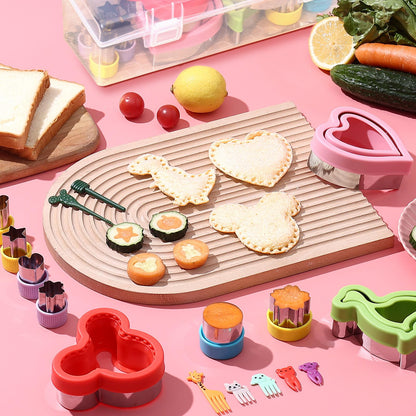 Sandwich Cutter and Sealer with Storage Case, Sandwich Maker, 24 Pcs Crustless Sandwich Cutters for Kids Lunch & Bento Box Accessories, Decruster Sandwich Maker Bread Cookie Cutters for Kids