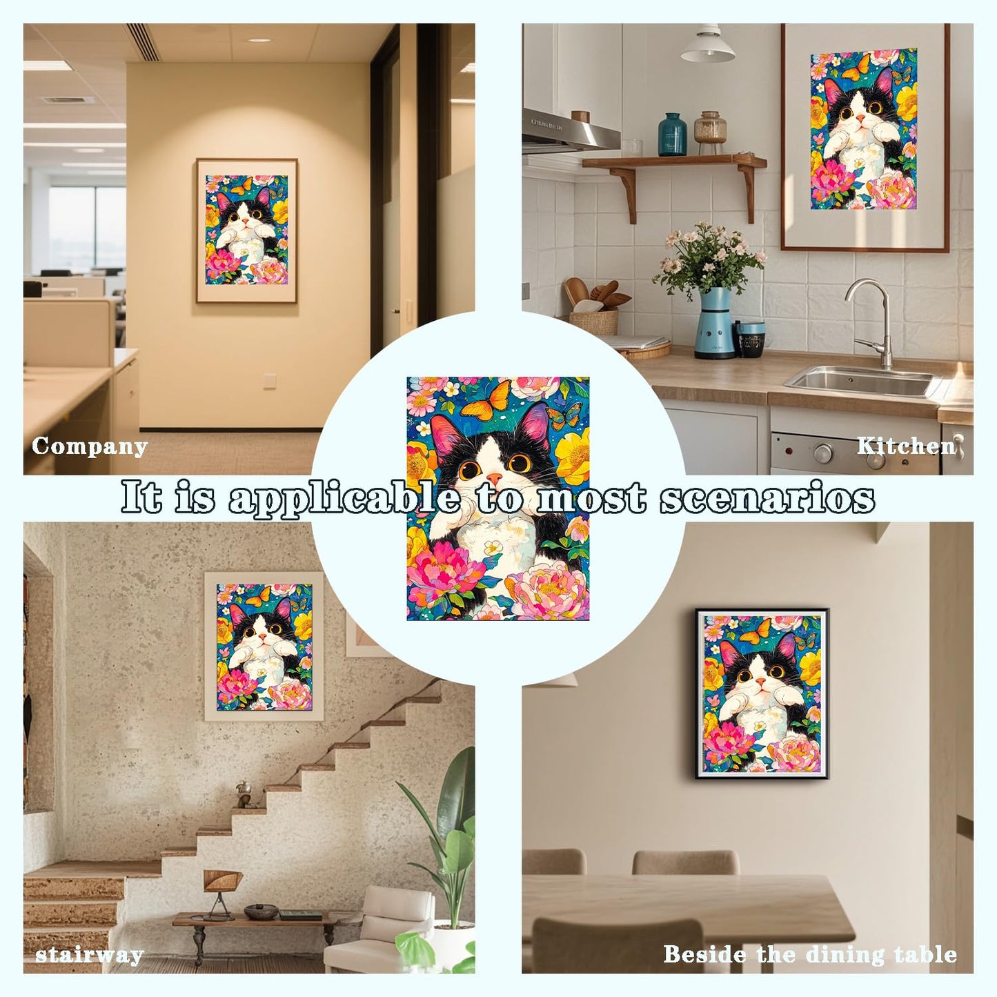 DOTZSO Cat Diamond Painting Kits for Adults, Easy DIY 5D Round Full Drill Diamond Art kit Diamond Dot Crystal Gem Art and Craft for Beginners Home Wall Decor 12x16 Inches Animal