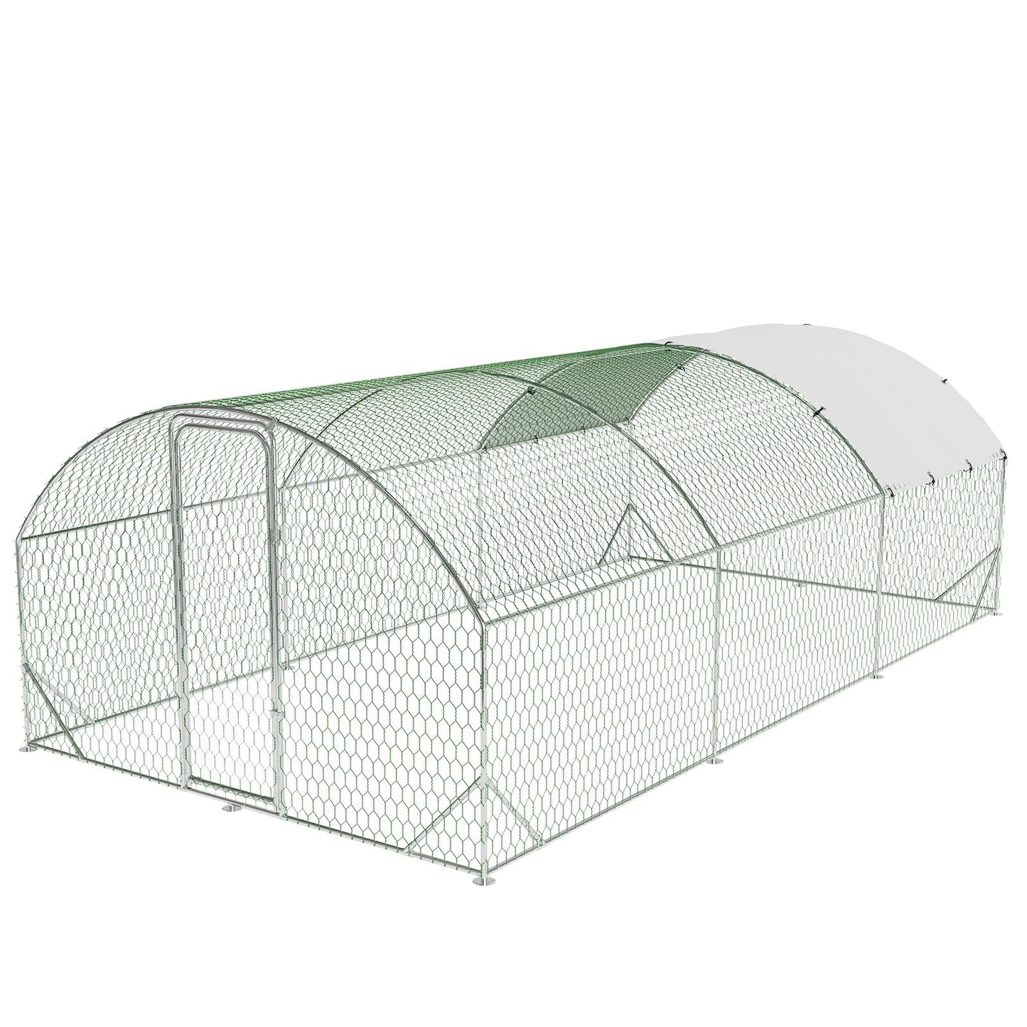 Milleloom Large Metal Chicken Coop, Outdoor Wire Mesh Poultry Cage with 4 Corner Reinforcement Ribs ((9.8' W x 19.7' L x 6.6' H)
