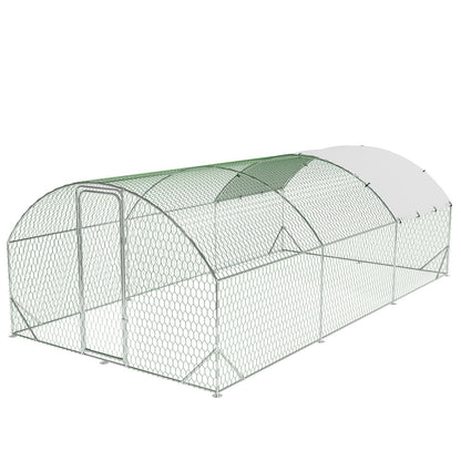 Milleloom Large Metal Chicken Coop, Outdoor Wire Mesh Poultry Cage with 4 Corner Reinforcement Ribs ((9.8' W x 19.7' L x 6.6' H)