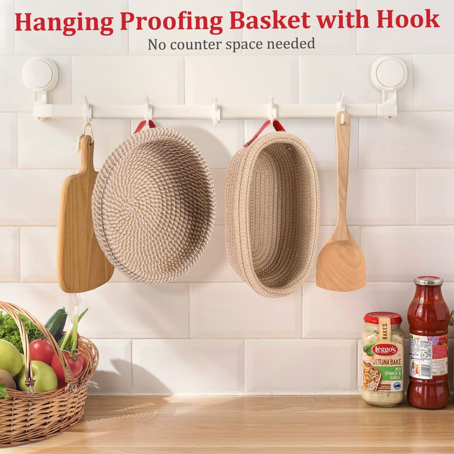 Sourdough Starter Kit, Sourdough Bread Baking Supplies, Banneton Bread Proofing Basket, Bread Proofing Basket with Bench Scraper, Dourdough Scoring Tool, Proofing Cover, Dough Whisk, Silicone Brush