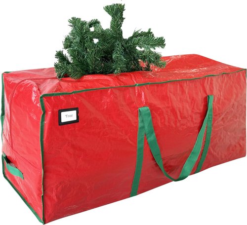 Cosy Family 9 ft Christmas Tree Storage Bag - Durable Extra Large Holiday Tree Bag with Reinforced Handles & Dual Zippers | Red