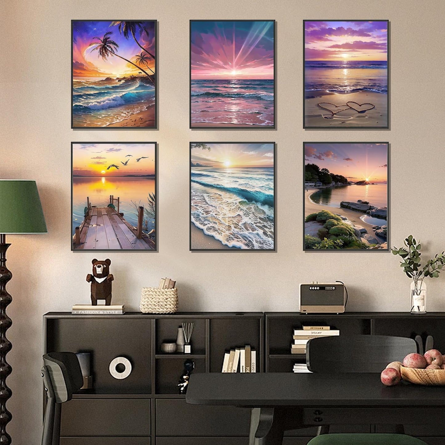 DOTSOPS Diamond Painting Kits Art Adults Painting Kit Crafts DIY 5D Diamond Art Packs Kits Full for Adults Beginner Home Wall Decoration Gift 11.8x15.7 Inches (6 Pack Beach)
