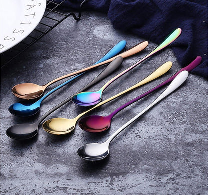 Long-handled Ice Tea Spoon, Cocktail Stir Spoons, Stainless Steel Coffee Spoons, Ice Cream Scoop Set of 8 (Silver)