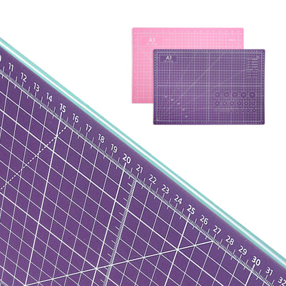 TCAIRG Self Healing Cutting Mat 18 inchx12 inch Non-Slip PVC Double Sided 5-Ply A3 Art Craft Rotating Mat,Sewing Crafts Hobby Fabric Precision Scrapbooking Project(Pink/Purple)