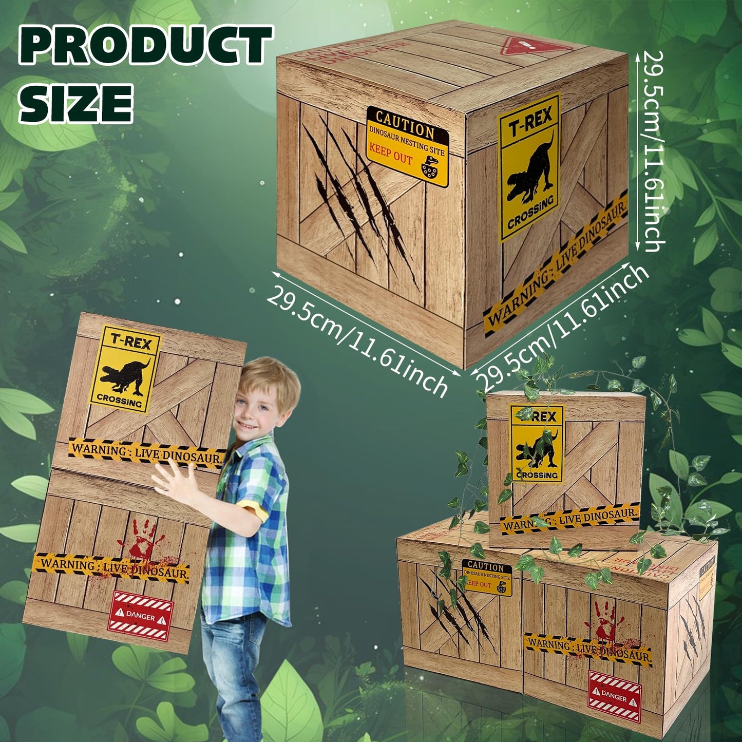 6 Pcs Dinosaurs Table Centerpieces 12 x 12 x 12 Inch Dinosaur Theme Boxes Dinosaur Party Supplies for Birthday Party Woodland Safari Baby Shower Decorations