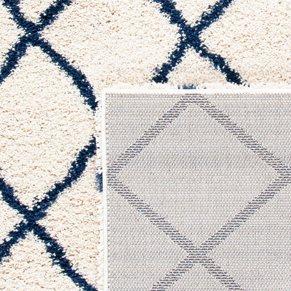 SAFAVIEH Area Rug 8x10 - Hudson Shag Collection - Large - Ivory & Dark Grey, Trellis Pattern, Non-Shedding & Easy Cleaning, Plush Thick Pile, Ideal for Living Room, Bedroom, Dining Space (SGH222C)