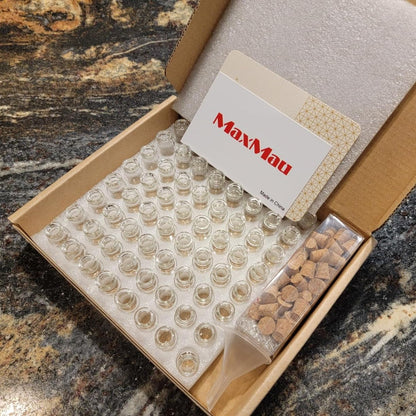 MaxMau 64pcs 1ml Tiny Vials with Cork Stoppers and Eye Screws,Mini Glass Bottles Small Jars for DIY Art Crafts Project Jewelry Pendant Party Favors
