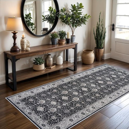 Hallway Washable Runner Rug - Vintage Soft Non-Slip 3x6 Entryway Carpet | Ideal for Kitchen, Living Room, Bathroom