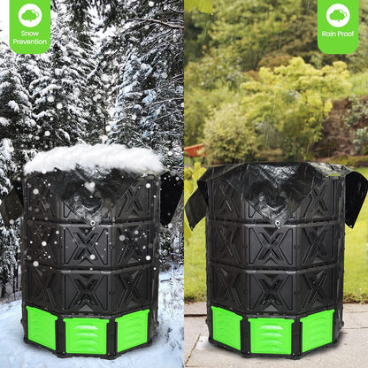 SQUEEZE master XXL Large Compost Bin Outdoor- 720L /190 Gallon-Easy Assembly-No Screws-Sturdy& Durable-Green Door