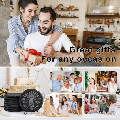 48 PCS Slate Coasters Bulk, MAPRIAL Laser Engraving Blanks Material for Engraver, 4 Inch 24 PCS Natural Square, 24 PCS Round Black Stone Coasters for Drinks, Gifts, Wedding Party, Decor, Christmas