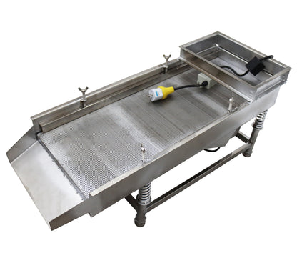 TECHTONGDA Straight Vibrating Sieve Screen Shaker Electric Linear Sifter Machine Stainless Steel One Layer One Motor 4mm Screen Size 11.8×29.5inch 110V