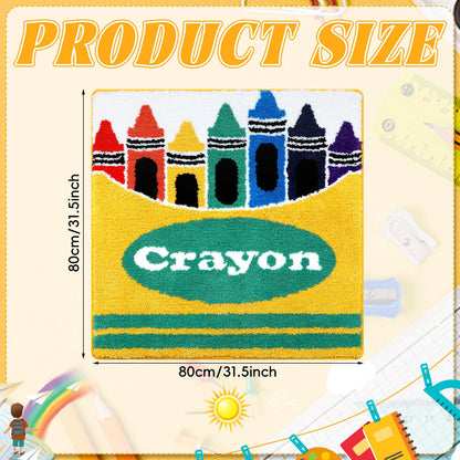 Tinideya Crayons Bathroom Rug Non Slip Rug for Classroom Graduation Appreciate Teacher Gift Back to School Home Supply