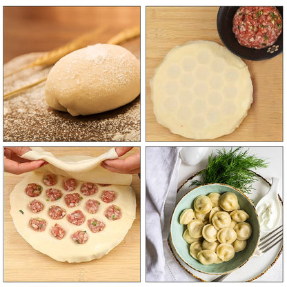 Worldity Ravioli Dumpling Mold, Food Grade Safe Dumplings Maker, Russian Pelmeni Maker with 37 Holes Double, Pastry Ravioli Wheel Cutter and Roller Pin for Making Dumplings Ravioli