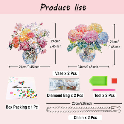 Muzagroo Art Flowers 5D Diamond Art Kit for Adults, DIY Special Shaped Diamond Art Hanging Ornament for Windows, Crystal Window Hanging Pendant Ornament 2PCS (Flower)