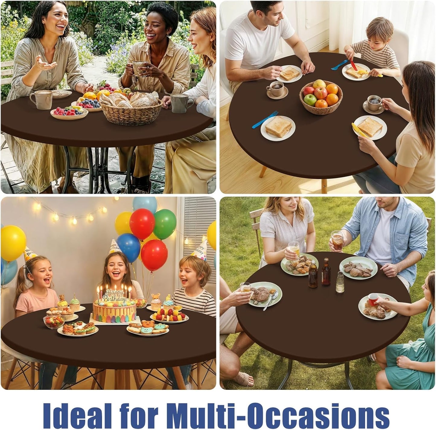 18"-24" Moosfor Round Spandex Tablecloth, Elastic Fitted Waterproof Tablecloths for Tables, Stretch Washable Picnic