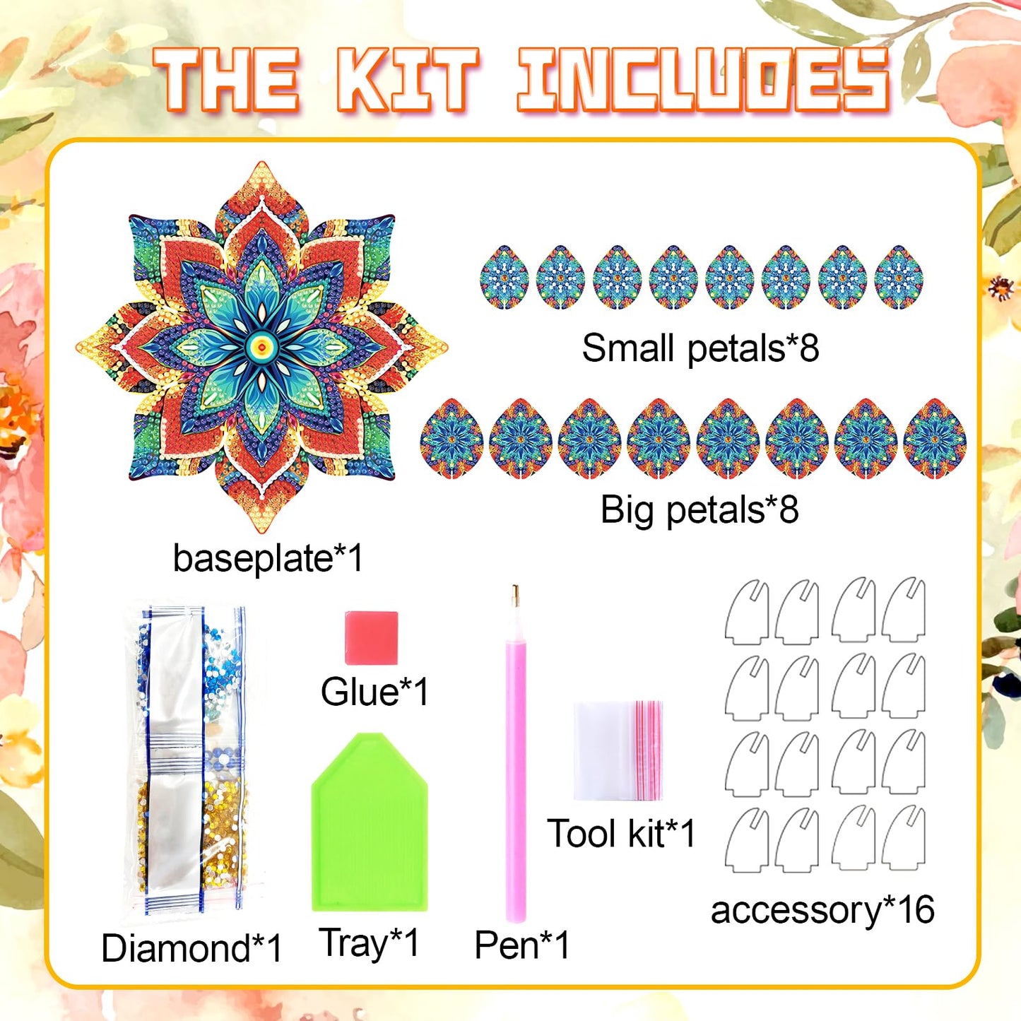 5D DIY Diamond Art Painting PVC Flower Candle Holders Tealight/Tea Light/Votive Candle Holder, for Table Centerpiece Home Décor Party Wedding Dinning-Flower04