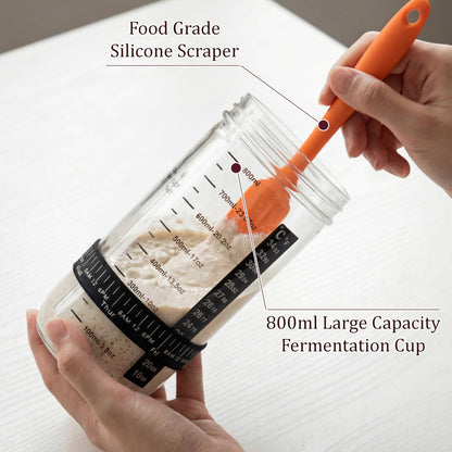 Complete Sourdough Starter Kit with 9" Round & 10" Oval Indonesian Rattan Proofing Baskets, Glass Mixing Bowl, Fermentation Cup, Bread Lame, Storage Bag, and other Tools for Homemade Bread Baking