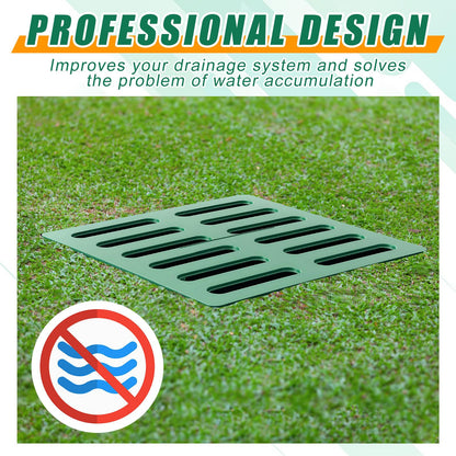 Kritkin Catch Basin with Grate 15 x 15× 24 Inch Square Large Catch Basin for Drainage with Debris Basket French Drain Without Reserved Hole for Yard, Downspout, Lawn, Municipal Pipeline, Green