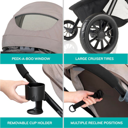 Evenflo Pivot Modular Travel System with LiteMax Preemie and Infant Car Seat (Dusty Rose Pink)